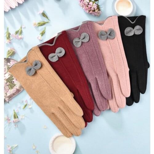 1 Pair Fingerless Gloves Touch Screen Anti Slip Skin-friendly Gloves Motorcycle Supplies Driving Warm Female Gloves for Winter