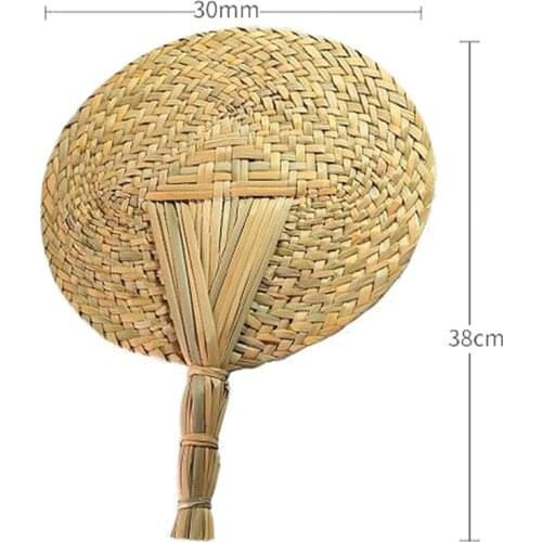 Hand-Woven Fan Cattail Leaf Braided Fan Chinese Style Handmade Straw Fan