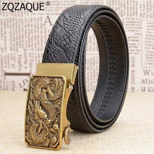 2019 Luxury New Chinese Dragon Belts Genuine Leather Auto Buckle Fashion Business Belt Waistbands Casual Pants Girdles SY1922