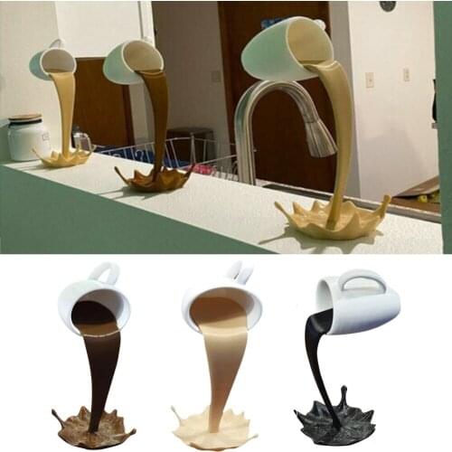 Nordic Floating Cup Sculpture Pouring Liquid Coffee Mug Art Decor Gifts 3D Resin Standing Mug Home Bar Art Crafts Novel Ornament