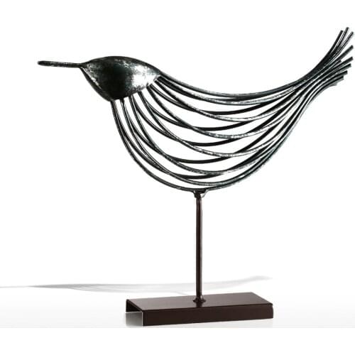 Iron Wire Bird Sculpture Handmade Craft Metal Figurine Sculpture Home Decoration Iron Sculpture Bird Ornament