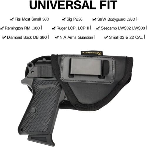 Tactical IWB Gun Holster With Belt Clip For Right Hand S&W Bodyguard .380 Ruger LCP LCP II Seecamp LWS32 LWS38 Small 25 & 22 CAL