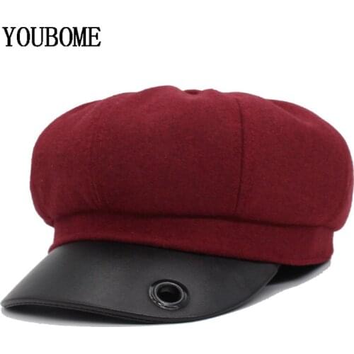 YOUBOME Women's Leather Hats
