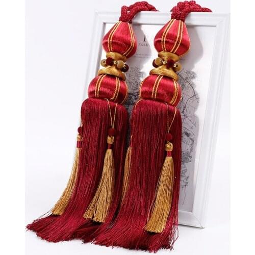 European-Style Curtain Tassel Curtain Accessories Accessories Double Ball Tassel Strap Rope Long Beard Tassel snow globe