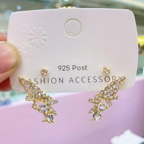 Back hanging earrings Korean earrings temperament wing earrings trend 2020 new female ornament earrings exquisite Exaggerated