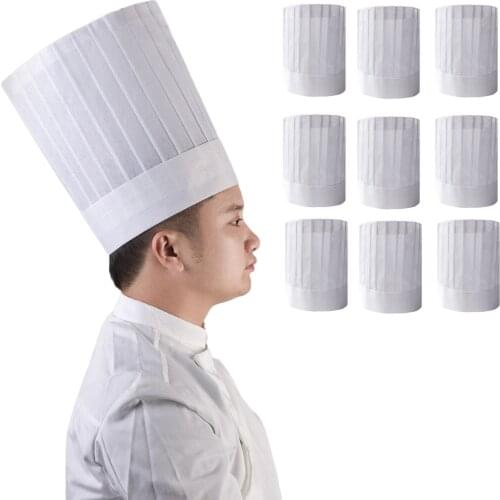 Behogar 10 PCS Disposable Chef Hat Cooking Pastry Chef Cap Kitchen Supplies for Restaurants Home Kitchen Cooking Club