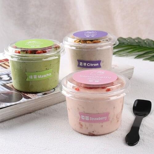 50pcs Net red round small 150ml yogurt cup PET plastic transparent disposable pudding cups kid party dessert cups with lids