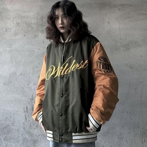 Baseball Uniform Men and Women Clothing Korean and Hong Kong Style Jacket Loose Tide Flight Jacket Button All-match Retro Coat
