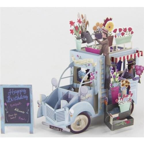 Flower Couple 3D laser cut pop up Custom greeting cards Printing handmade birthday designs wishes party Free Ship