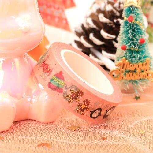 10pcs Decorative Gold Foil Christmas Penguin Gingerbread man Washi Tapes Bullet Journal Scrapbook Masking Tape Cute Stationery