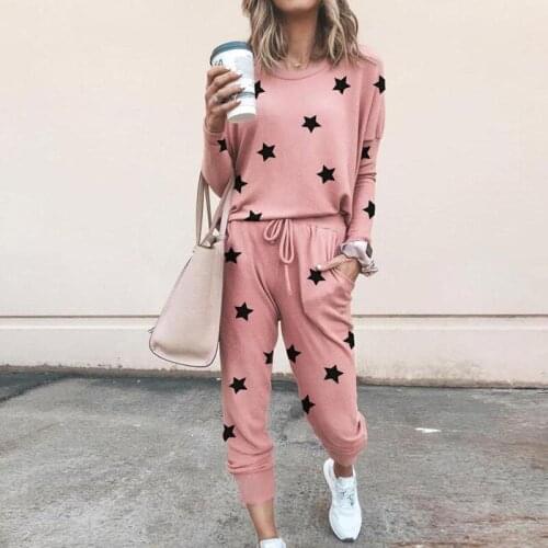 Woman Jumpsuit Autumn/Winter Home Furnishing Printed Long Sleeve Casual Jumpsuit for Women 2021 Elegant Two Piece Set Suits
