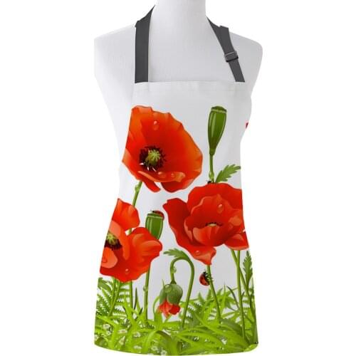 Flower Leaves Green Red Plant Print Apron Print Unisex Kitchen Bib with Adjustable Neck for Cooking Gardening