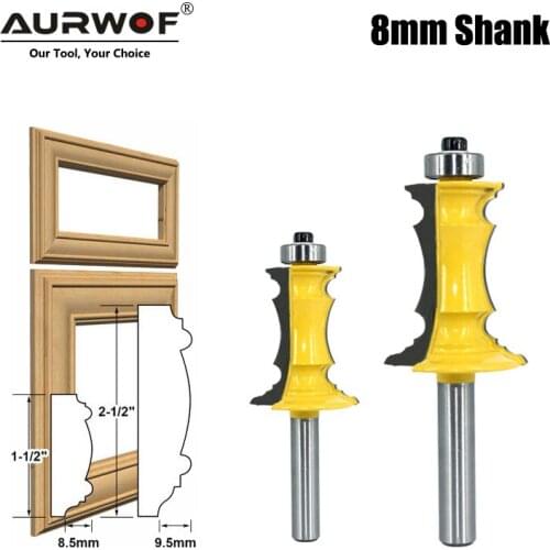 LAVIE 8mm Shank Mitered Door Drawer Molding Router Bits Handrail Line Tenon Milling Cutter For Woodworking Tools MC02165