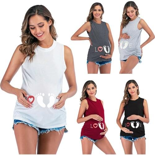 Cotton Women Maternity Short Sleeve Cute Print T-shirt Pregnant Multicolor Cartoon Graphic Shirt Pregnancy Pregnancy Top