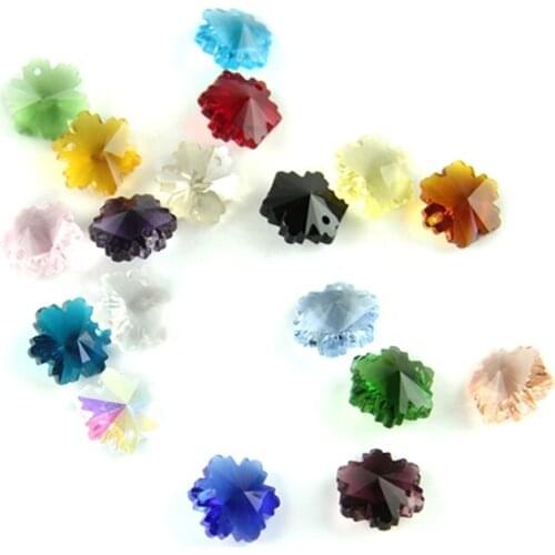 14mm Crystal Snowflake Beads In 1 Hole/2 Holes Glass Chandelier Parts Strand Garland DIY Accessories
