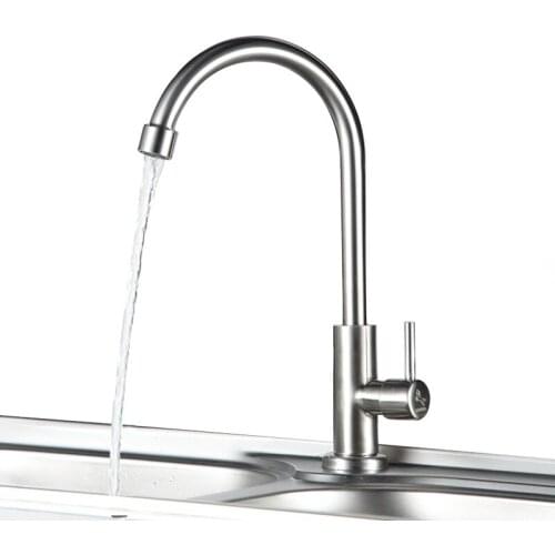 Classic Stainless Steel Kitchen Faucet Single Cold Water Faucet 360 Degree Rotation Sink Tap Single Handle Bathroom Basin Faucet