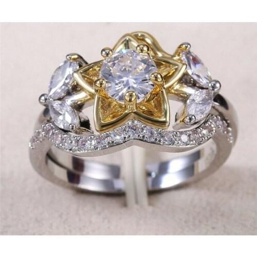 Ring Fashion Rings Size 6-10 Women White 2pcs/set Creative Two Tone Ring
