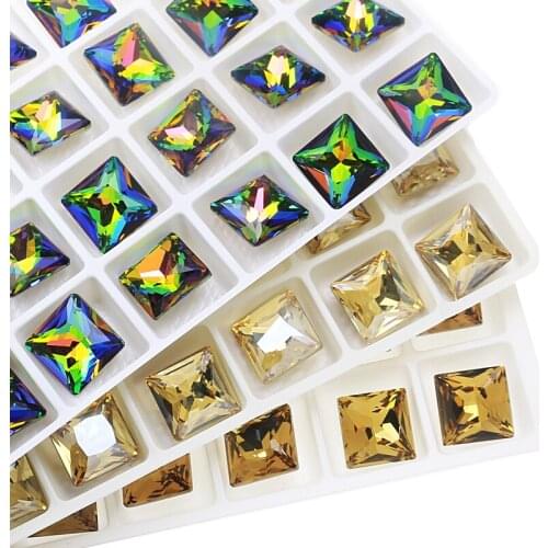 Colorful 3D Square Gems Strass Diamonds Nail Art Decoration Glass Rhinestones Crystals And Stones For Wedding Dress DIY Craft