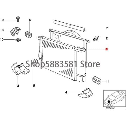 CAR water tank cover [new] bm wE39 520i M52 520i M54 523i 528i 530i 520i M52 520i M54 525i 523i 2.4 Engine cooler fan fixing bra