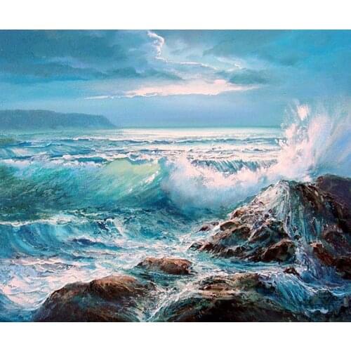 MM 14/16/18/28 CROSS STITCH Full Round Drill 5D DIY Diamond Painting " L3211 Scenic Seaside" 3D Embroidery Cross Stitch