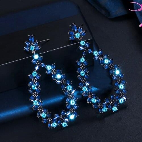 Fashion blue flower earring for women