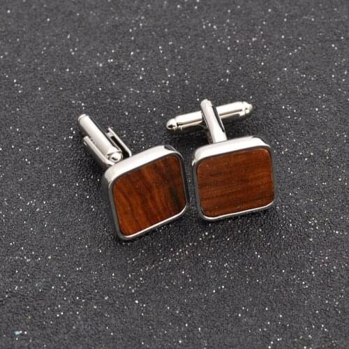 Fashion lychee Brand Jewelry High Quality Square Brown Black Mashup Fashion Men Cuff links Business Gift Silver Jewelry