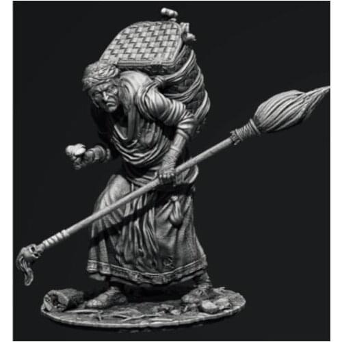 New Unassembled 1/24 75MM Old witch with backpack soldier 75MM Resin Kit DIY Toys Unpainted resin model