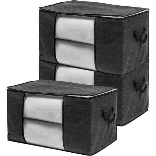 3pcs Foldable Storage Bags Portable Clothes Organizer Tidy Pouch Suitcase Non-woven Home Storage Box Laundry Quilt Container Box