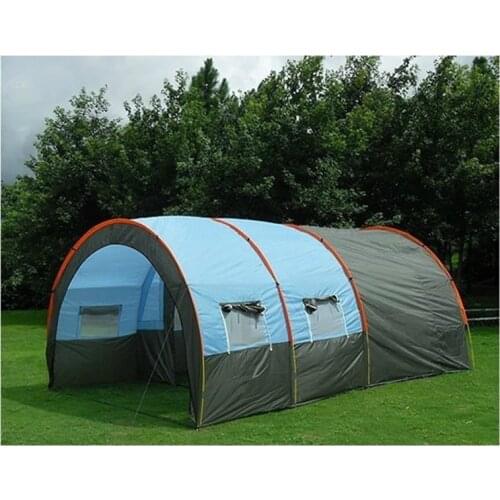 Tunnel Tent Canopy Outdoor for Over 8 People Large Space Team Tent Reinforced Plastics Rod Camping Double Layer Multi-person