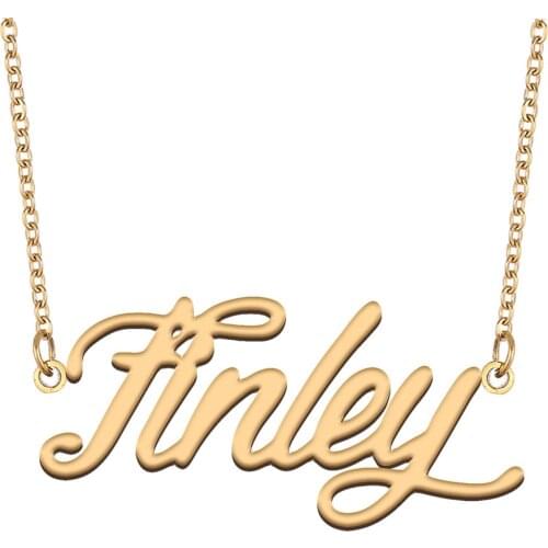 Finley Name Necklace for Women Stainless Steel Jewelry 18k Gold Plated Nameplate Pendant Femme Mother Girlfriend Gift