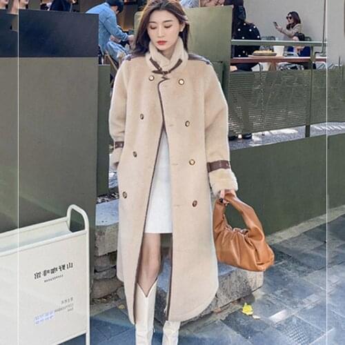 Korean Woolen Coat Women New Fall/Winter Jacket Outerwear Female Fashion Loose Thick Windbreaker Medium Long Plush Overcoat Lady