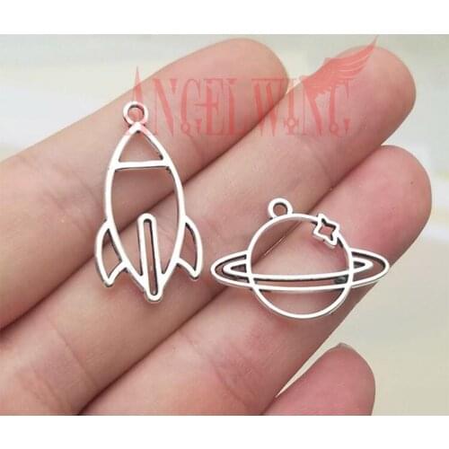 20pcs/lot--15x30mm, rocket chams, Antique silver plated planet charms,DIY supplies, Jewelry accessories