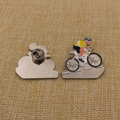 Supply custom bicycle badges hot sale back butterfly buckle metal badges