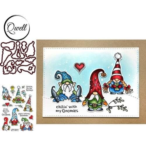 QWELL Series Gnome Metal Cutting Dies Match Clear Transparent Stamps Special Words DIY Craft Paper Cards Making Template 2020