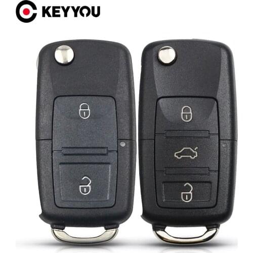 KEYYOU Flip Folding Remote Car Key Shell Case 2/3 Buttons Fob For VW Polo passat b5 B6 Tiguan Golf 4 5 Seat Skoda HU66 Blade