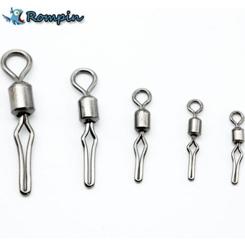 Rompin 50pcs/lot Swivel with side line clip fishing tackle fishhooks fishing connector fishing swivels with snap size 2 4 6 8 10