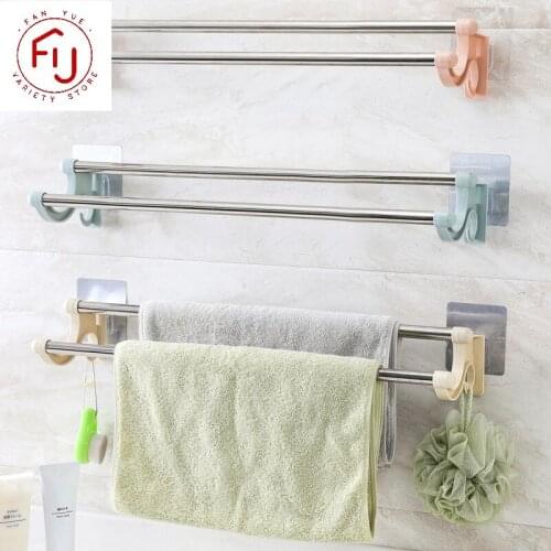Self-adhesive Towel Holder Rack Wall Mounted Towel Hanger Bathroom Organizer Towel Bar Shelf Bathroom Hook Kitchen Wipes Hanging