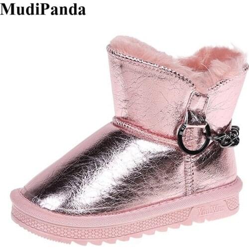 MudiPanda ChildrenS Boots For The Kids Girl Boy Baby Winter Snow Boots Waterproof Leather Toddler Warm Shoes 3 4 5 6 8 12 Years