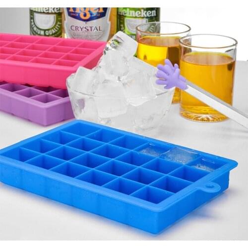 24 Grids Silicone Ice Cube With Lid Square Shape Form Ice Mold Tray Fruit Popsicle Ice Cream Maker For Wine Kitchen Bar Tools