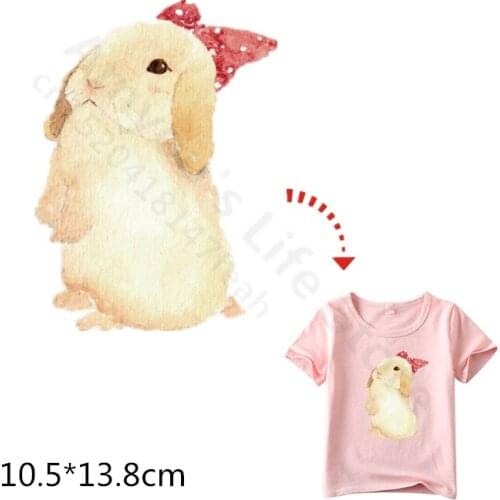2Color Rabbit Stickers for Childrens Clothing Transfer Thermal Press Pyrography Paper iron On Washable T-shirt Sweater Fleece P