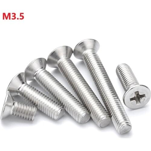M3.5 Cross Recessed Countersunk Screws 304 Stainless Steel Phillips Flat Head Machine Bolts 6 8 18 20 45 50 100 110 120130mm