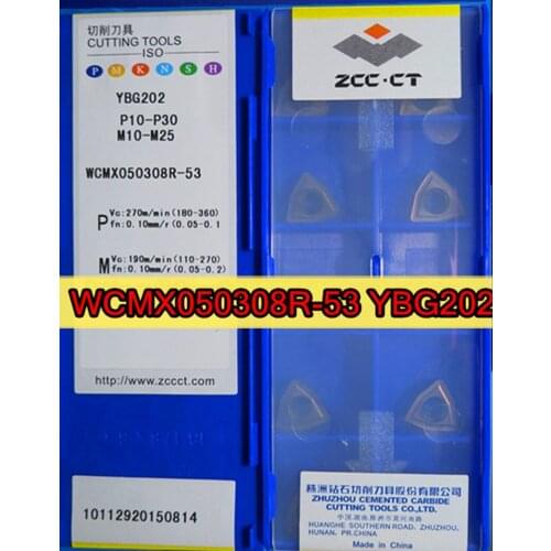 WCMX050308R-53 YBG202 10pcs 50pcs 100pcs 100% original Zcc.ct carbide insert Processing: stainless steel. Steel.Etc