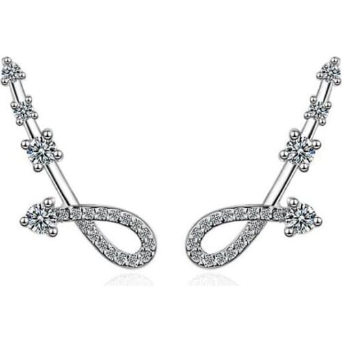 KOFSAC New Exquisite Crystal CZ Arrow Shape Earring 925 Sterling Silver Stud Earrings For Women Girl Party Fashion Jewelry Gift