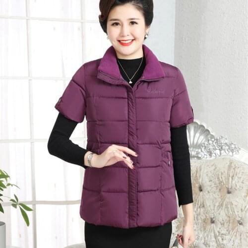 Womens warm vest winter waistcoat Oversized Embroidery vests Turn-down Collar short sleeve cotton Vest women chalecos para mujer