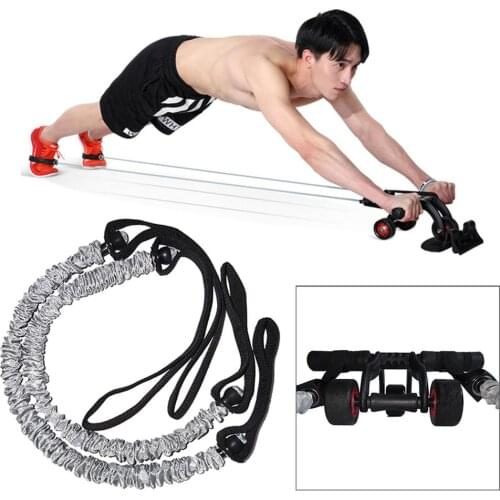 1 Pair Of Abdominal Wheel Exercise Band Elastic Anti-slip Fitness Wheel Resistance Band Sports Pull Rope