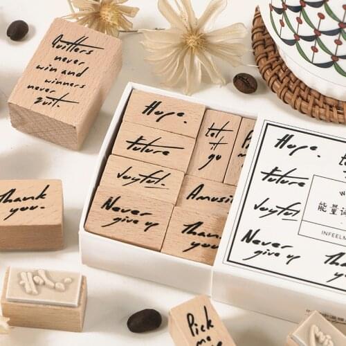 10pcs Vintage Energy Words Card series stamp DIY wooden rubber stamps for scrapbooking stationery scrapbooking standard stamp