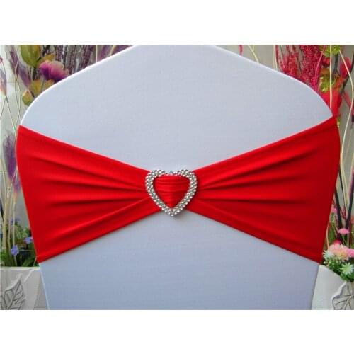 2/2---With Heart Shape Buckle--Single Layer Spandex/Lycra/Expand Bands/Chair cover sash For Wedding Party Banquet Decorations