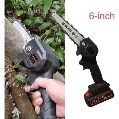 6 Inch Electric Chain Saw Portable Electric Pruning Saw Woodworking Cutter Tool Rechargeable Garden Logging Lithium Battery 800W