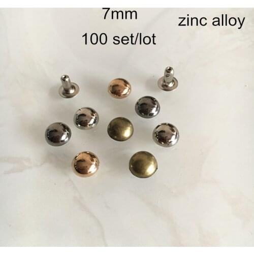 7mm Mushroom Rivet Studs,Zinc Alloy Dome Spike Stud Rivets For Leather Crafts,Gold,Silver,Bronze,Black Gunmetal -100 Set