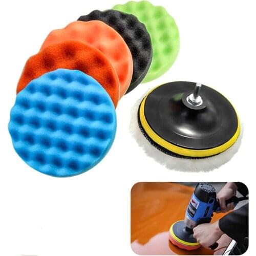 8PCS 3''4''5''6''7''Buffing Sponge Polishing Pad Hand Tool Kit For Car Polisher Compound Polishing